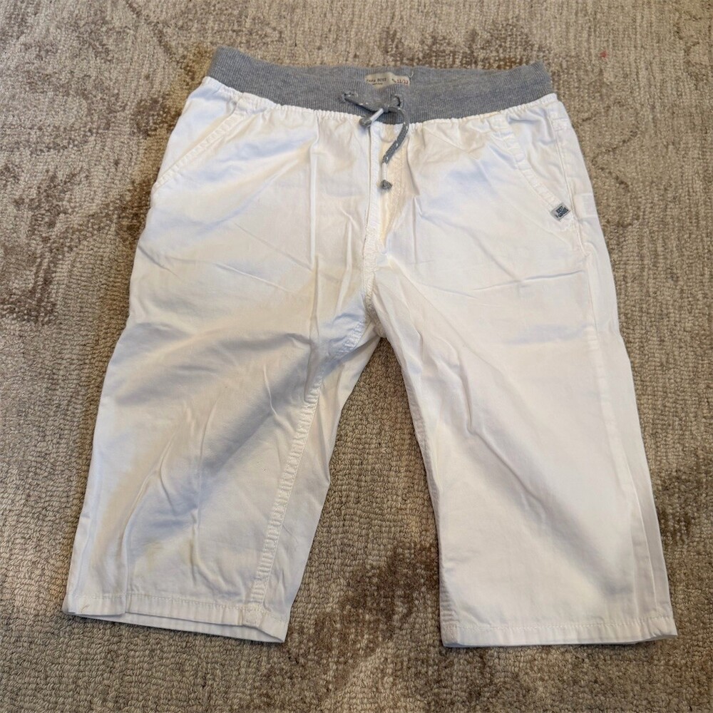 ZARA Boys Cropped Jogger Pants White Drawstring Pockets Size 11/12